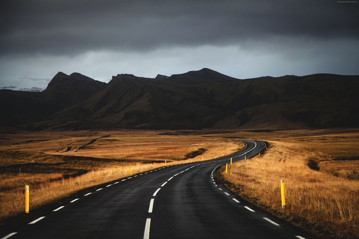 4k, clouds, road, Iceland, mountains, 5k