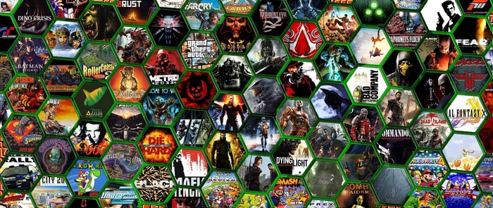 Collage of Video Game Covers and Logos