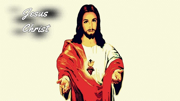 Jesus Christ illustration with Sacred Heart