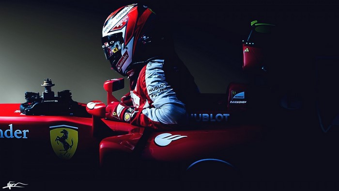 Kimi Raikkonen in a Scuderia Ferrari Formula 1 car