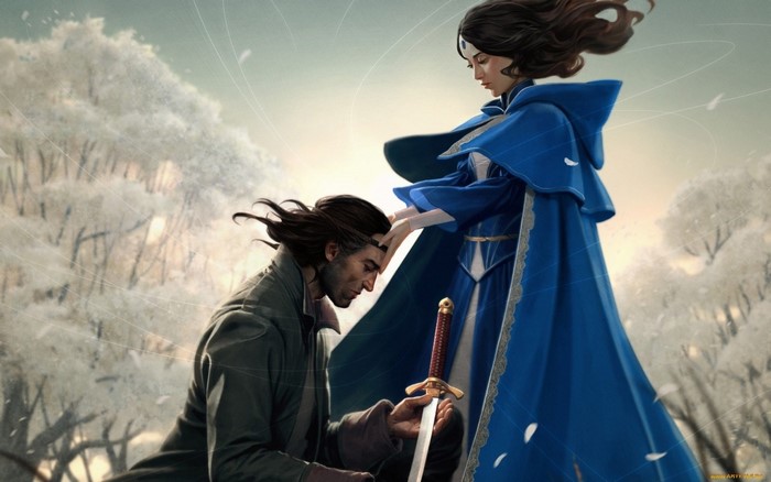 Lan Mandragoran and Nynaeve from The Wheel of Time