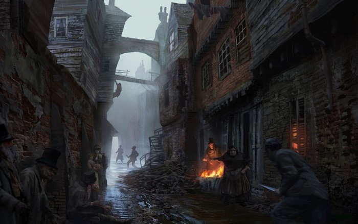 Assassin's Creed Syndicate concept art of a dark alley