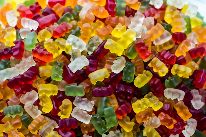 Pile of colorful gummy bears