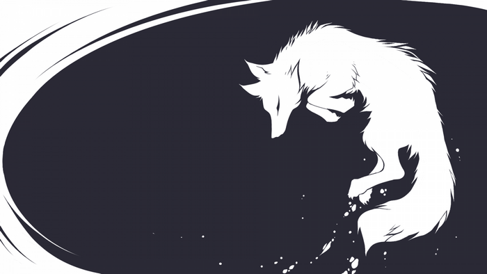 Monochrome Sketch of a Curled Up Fox