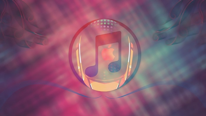 iTunes logo with Apple Inc. symbol on colorful background