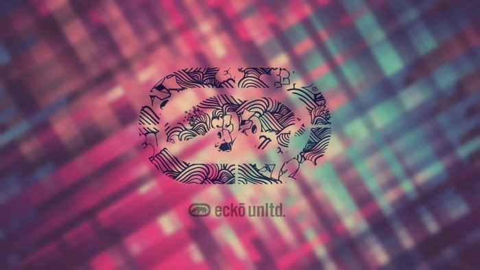 Ecko Unltd. logo with abstract colorful background