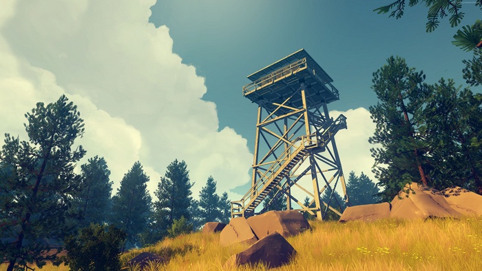 Firewatch game tower in a forest