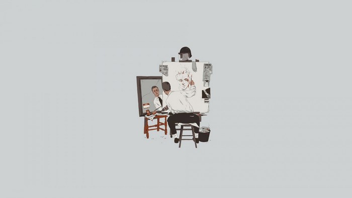 Tyler Durden from Fight Club painting himself