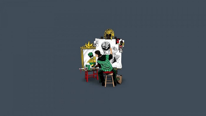 Tommy Oliver from Power Rangers painting himself