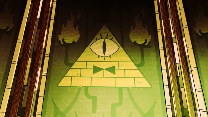 Bill Cipher from Gravity Falls in a temple