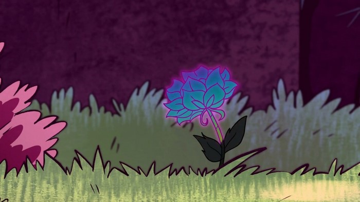Glowing blue flower in a field, Gravity Falls