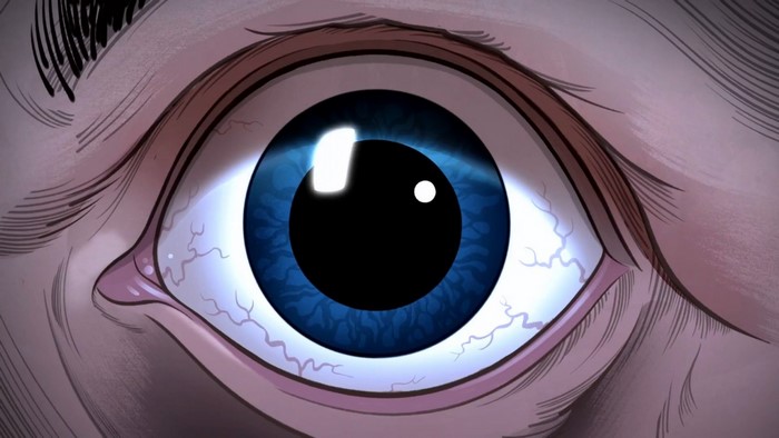 Close-up of a blue eye from Gravity Falls