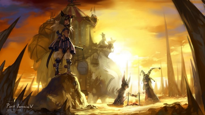Pixiv Fantasia V screenshot with anime characters