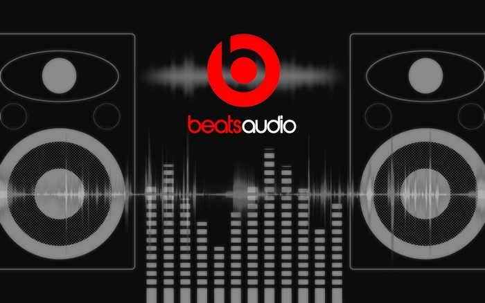 Beats Audio logo with speakers and equalizer