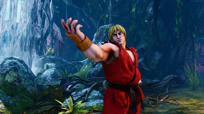 Ken Masters from Street Fighter 5 in a jungle