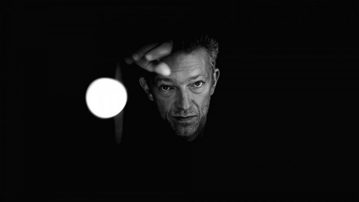 Vincent Cassel in monochrome portrait with light