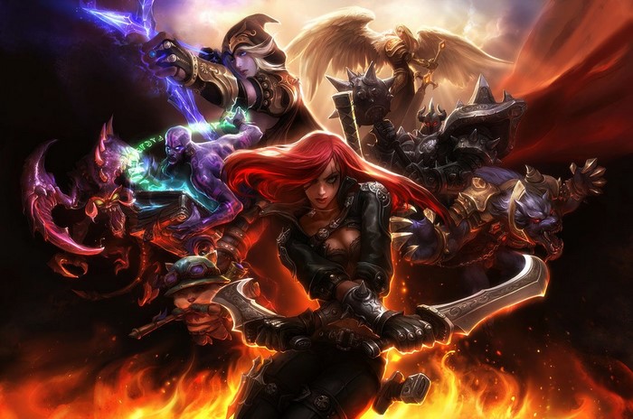 League of Legends characters in a battle scene