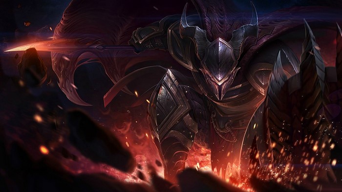 Aatrox from League of Legends in dark armor