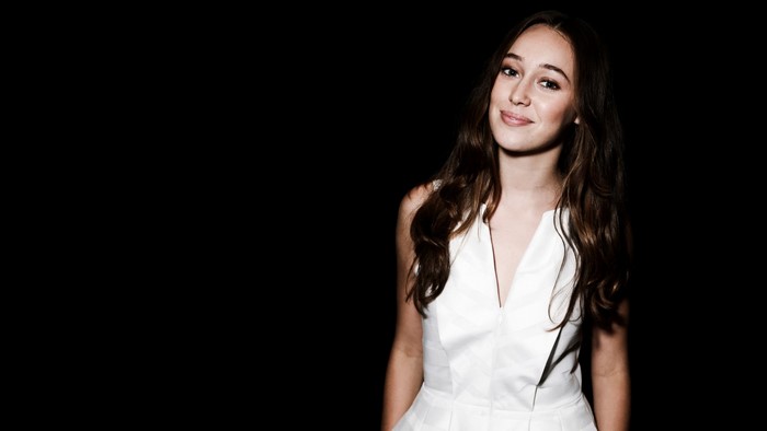 Alycia Debnam Carey in a white dress