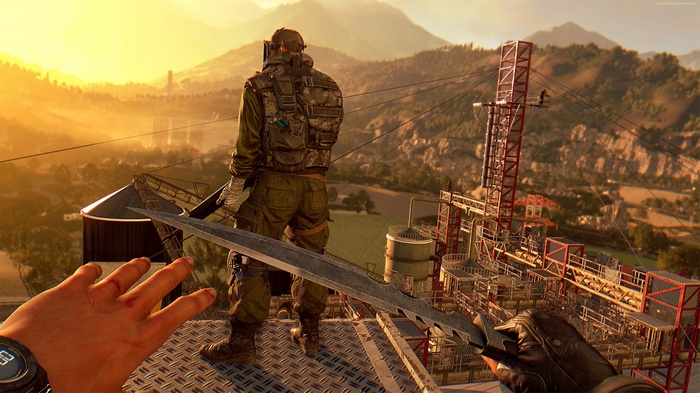 Dying Light: The Following character with a sword