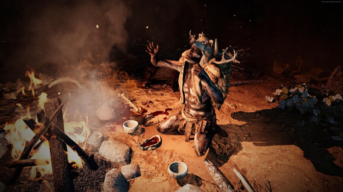 Far Cry Primal shaman ritual with fire
