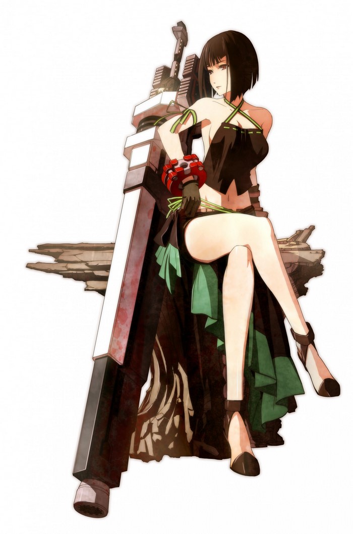Sakuya Tachibana from God Eater with a large weapon