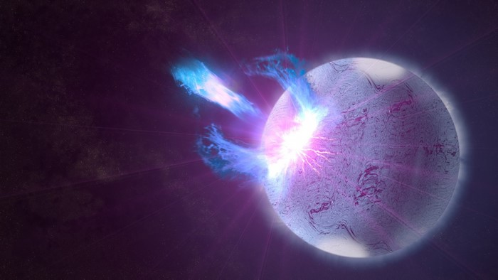 Digital art of a planet with magnetic burst