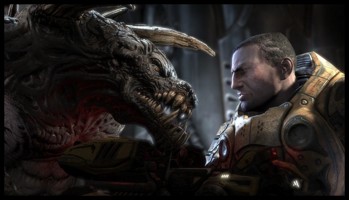 Dragon and soldier from Unreal Tournament III