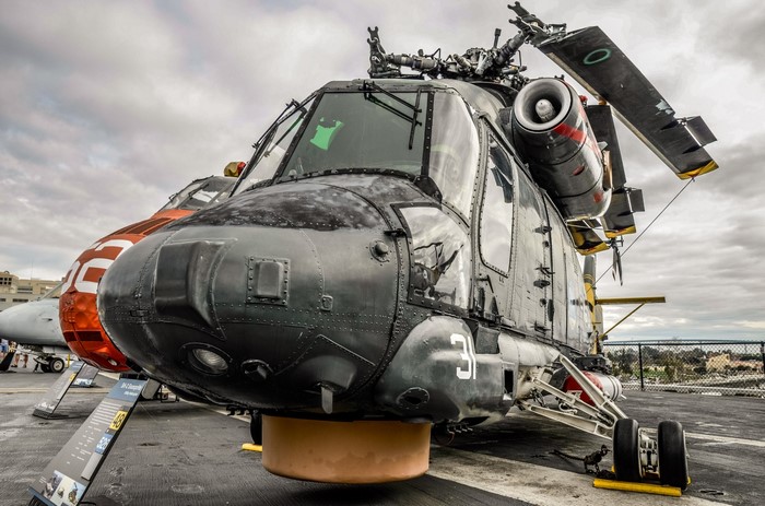 Kaman SH-2 Seasprite military helicopter on display
