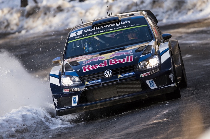 Volkswagen Polo R WRC Rally Car on Snowy Track