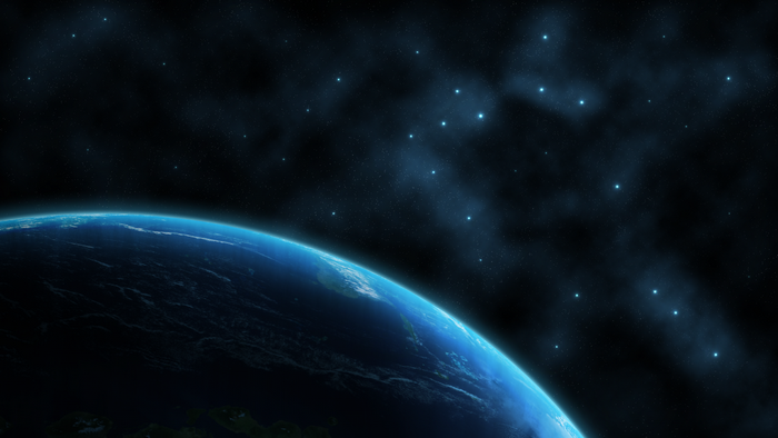 Planet Earth from space with stars and nebulae