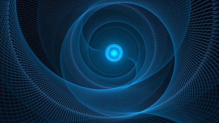Glowing Blue Spiral Vortex with Abstract Lines