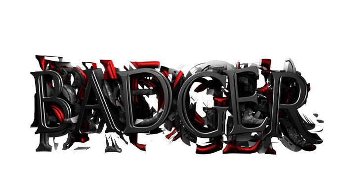 BADGER text with abstract elements