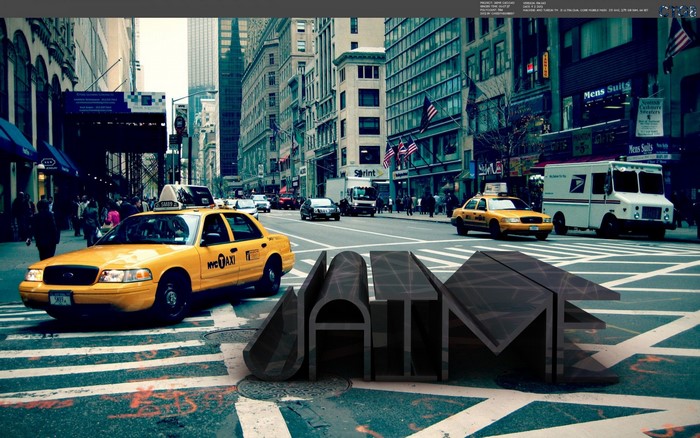 3D Text in New York City Street Scene