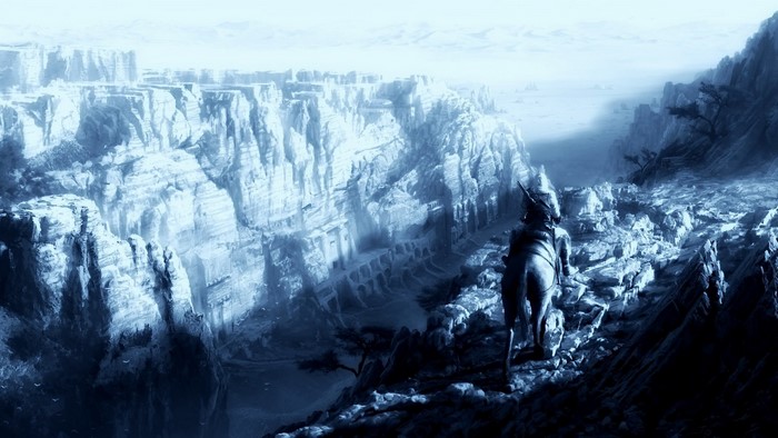 Ezio Auditore da Firenze on a horse in a canyon