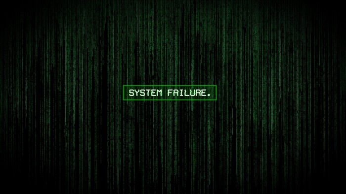 System Failure text on Matrix background