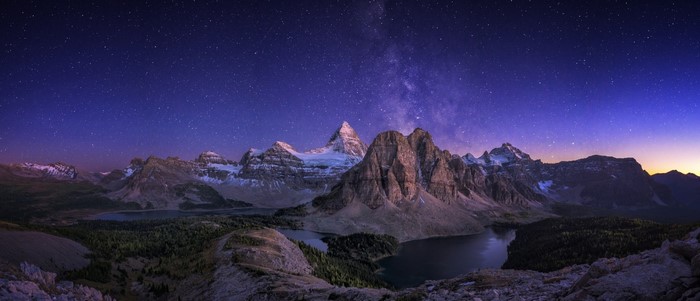 Mountain range under the Milky Way at night
