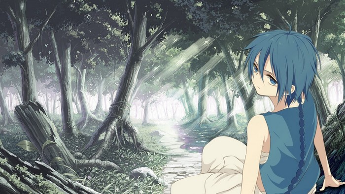 Aladdin from Magi The Labyrinth of Magic in a forest