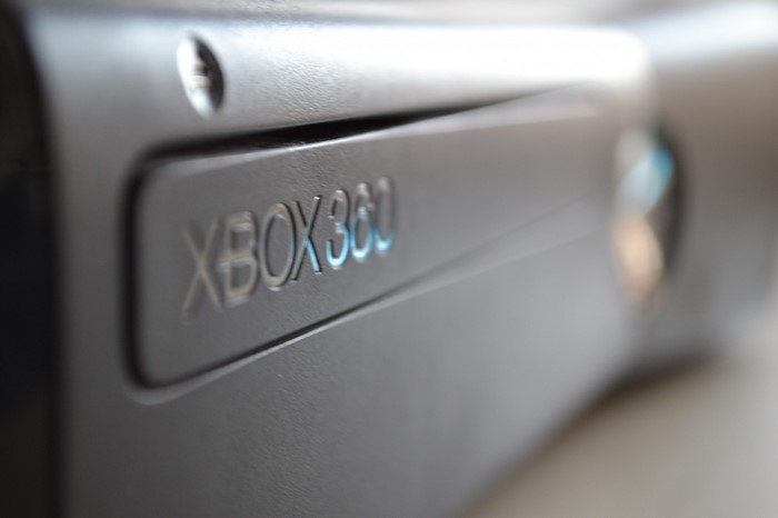 Close-up of an Xbox 360 console logo