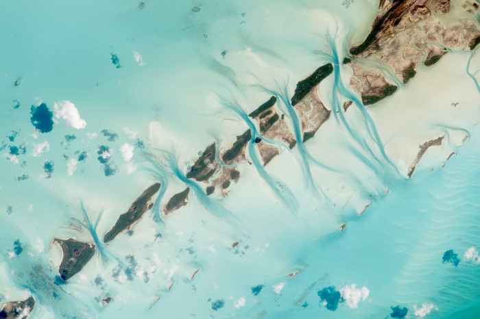 Satellite view of islands and turquoise water
