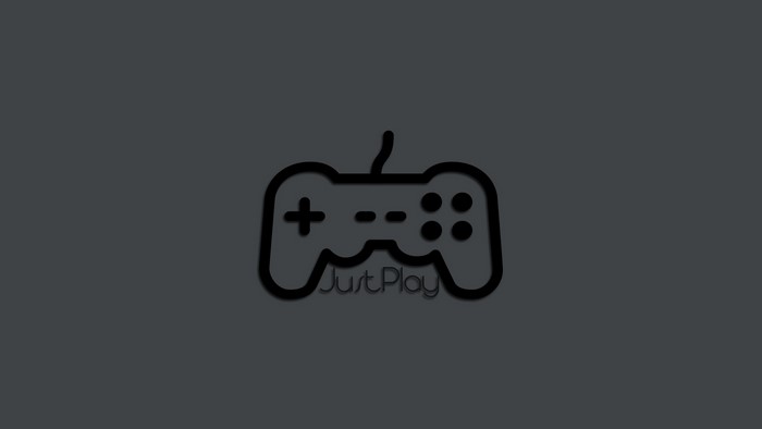 Minimalist video game controller logo with text