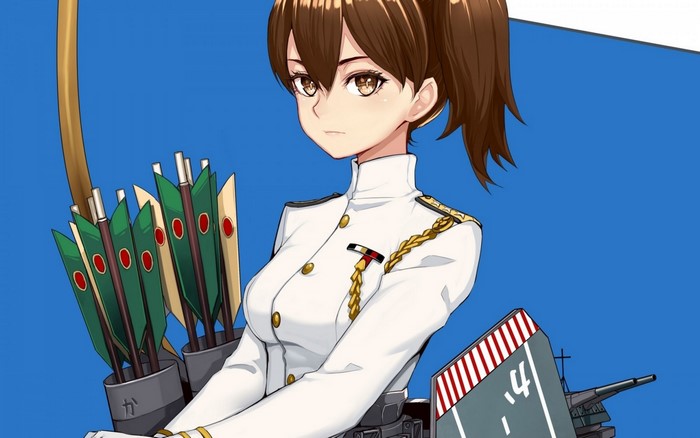 Kaga from Kantai Collection with arrows and ship