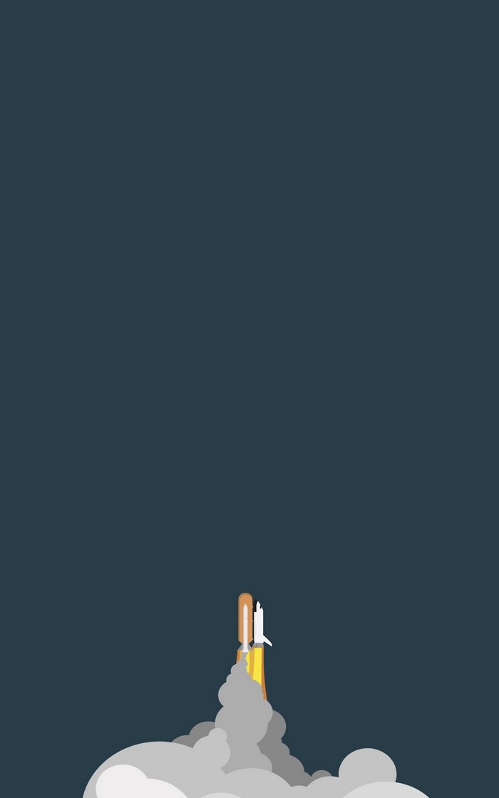 Space shuttle launch illustration with smoke