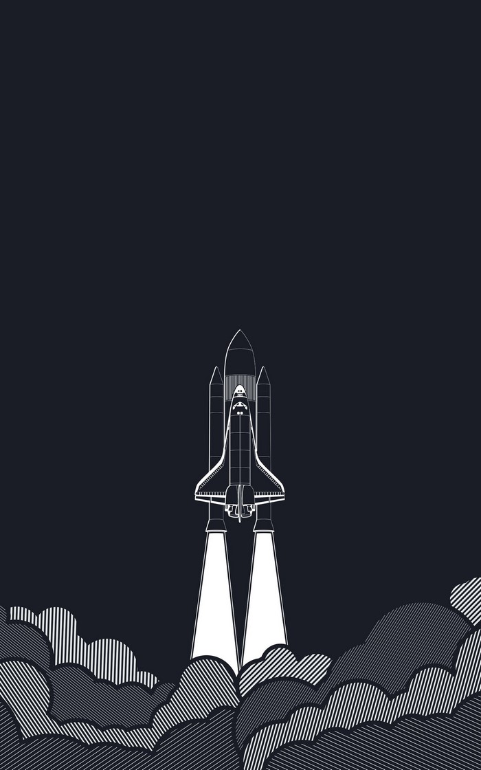 Space Shuttle Launching Through Clouds