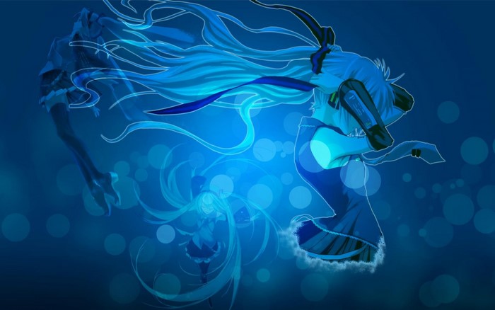 Hatsune Miku illustration underwater