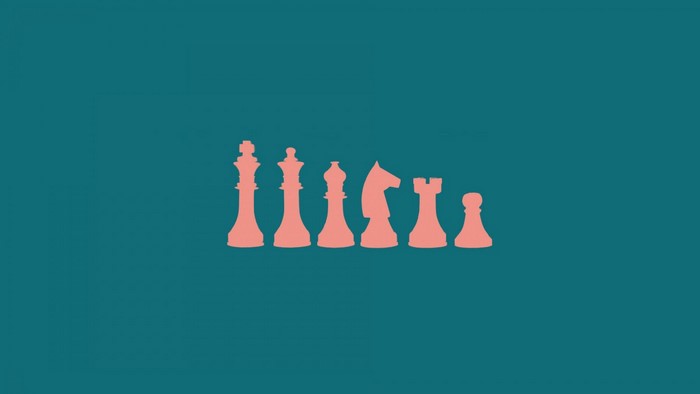 Minimalist Chess Pieces on Teal Background