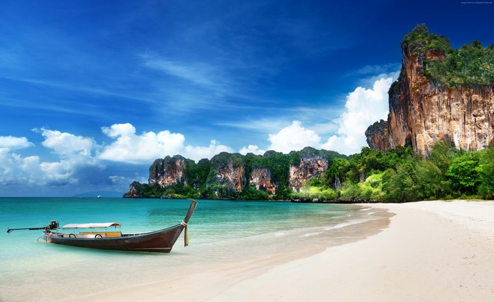 Longtail boat on Krabi Beach, Thailand
