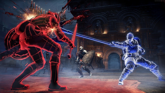 Dark Souls 3 combat scene with knights
