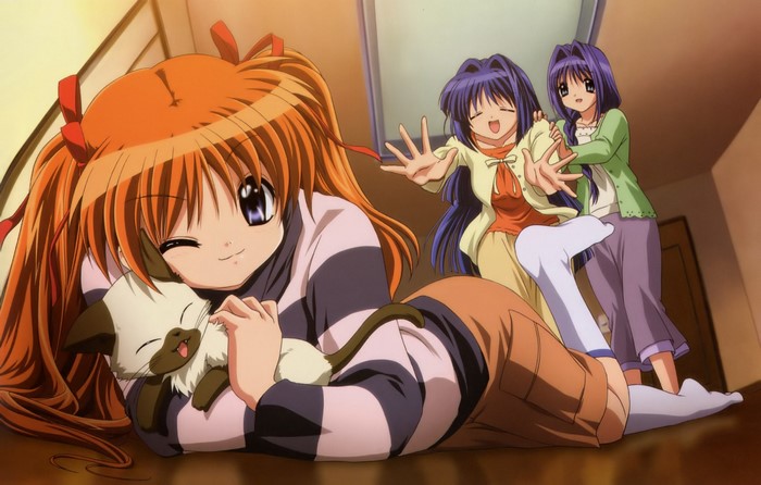 Anime girls with a cat from Kanon