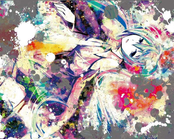 Hatsune Miku from Vocaloid, abstract painting